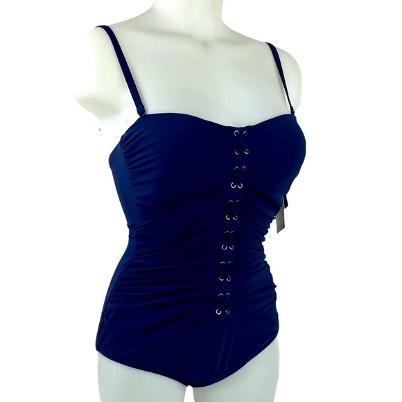 PROFILE by Gottex Lace Up Shirred Front Swimsuit - Picture 3 of 10